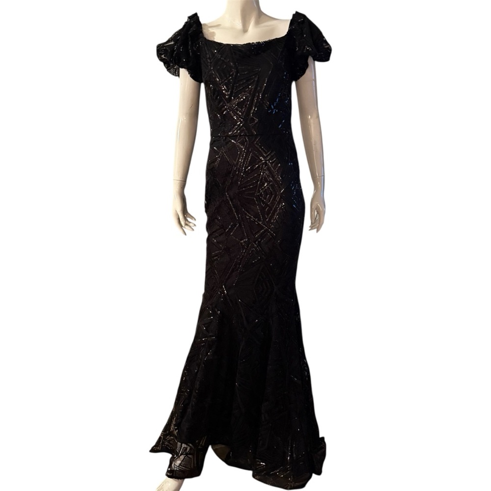 Nicole Bakti Black Sequin Maxi Dress